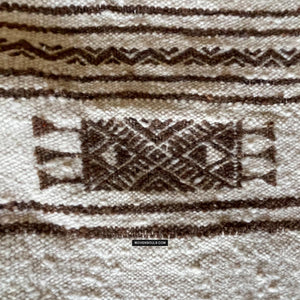 1780 Vintage Bakhnoug Shawl w Undyed Wool - Antique Decor Ethnic Art 