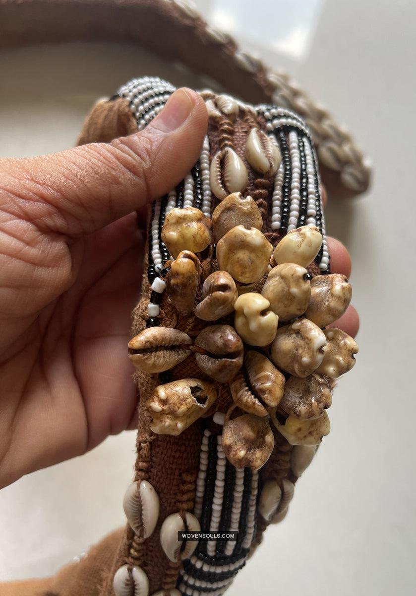 1781 Rare Vintage Kuba Beaded Belt with Shells-WOVENSOULS Antique Textiles &amp; Art Gallery