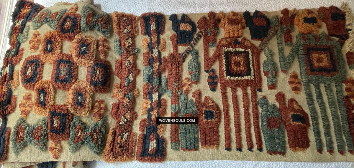 1798 Antique Tend Band with Pile Weaving with Humans and Camels - Antique Interior Decor 