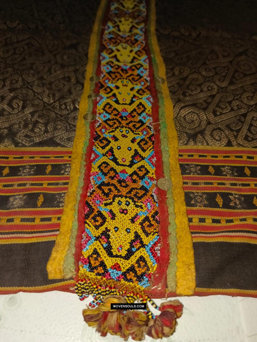 1811 Antique Iban Wedding Skirt Beaded Band Benang Perak-WOVENSOULS Antique Textiles &amp; Art Gallery