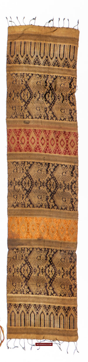 1819 Vintage Laos Seidenwebebanner Textilkunst