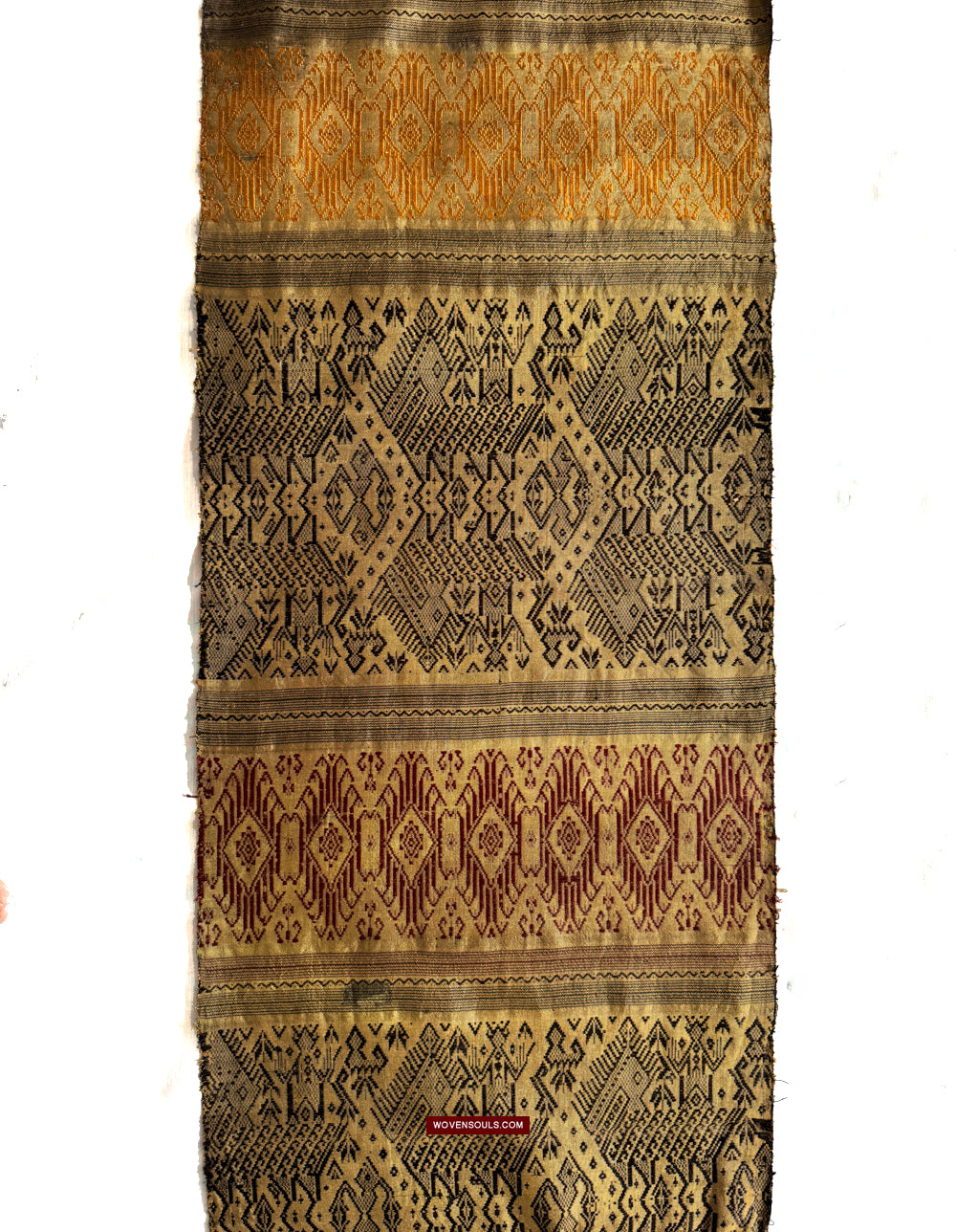 1819 Vintage Laos Silk Weaving Banner Testile Art