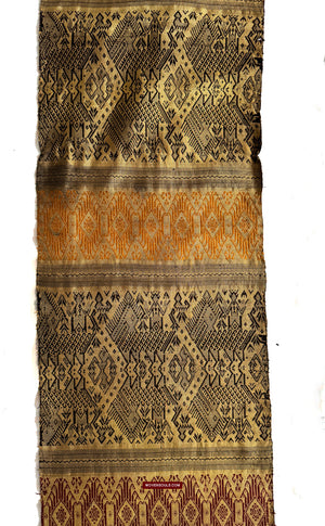 1819 Vintage Laos Silk Weaving Banner Textile Art