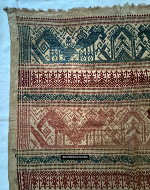 1822 antikes Sumatra Tampan -Schifftuch - drei Farben