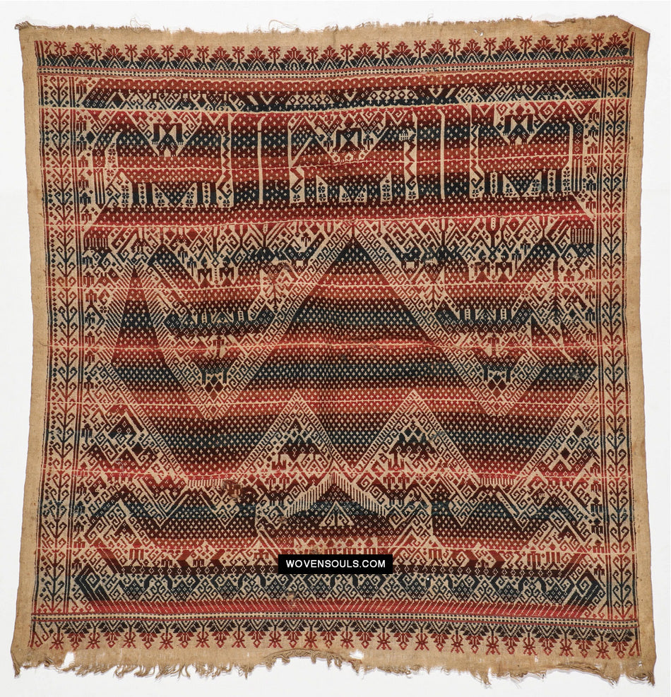 1823 panno per la nave tampan di sumatra antica eccezionale con cinque colori