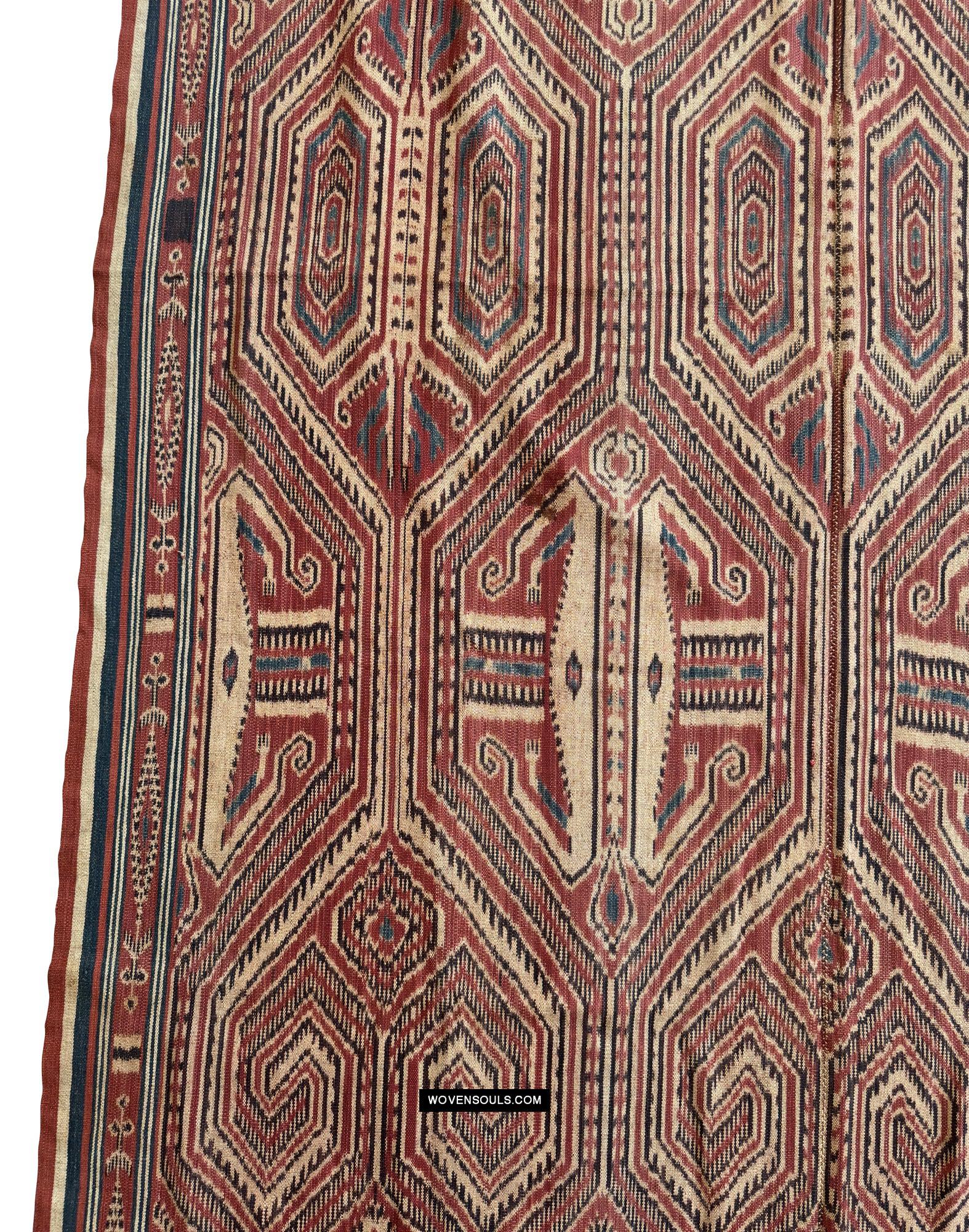 1833 Antique Iban Ceremonial Ikat - Hawk Pattern