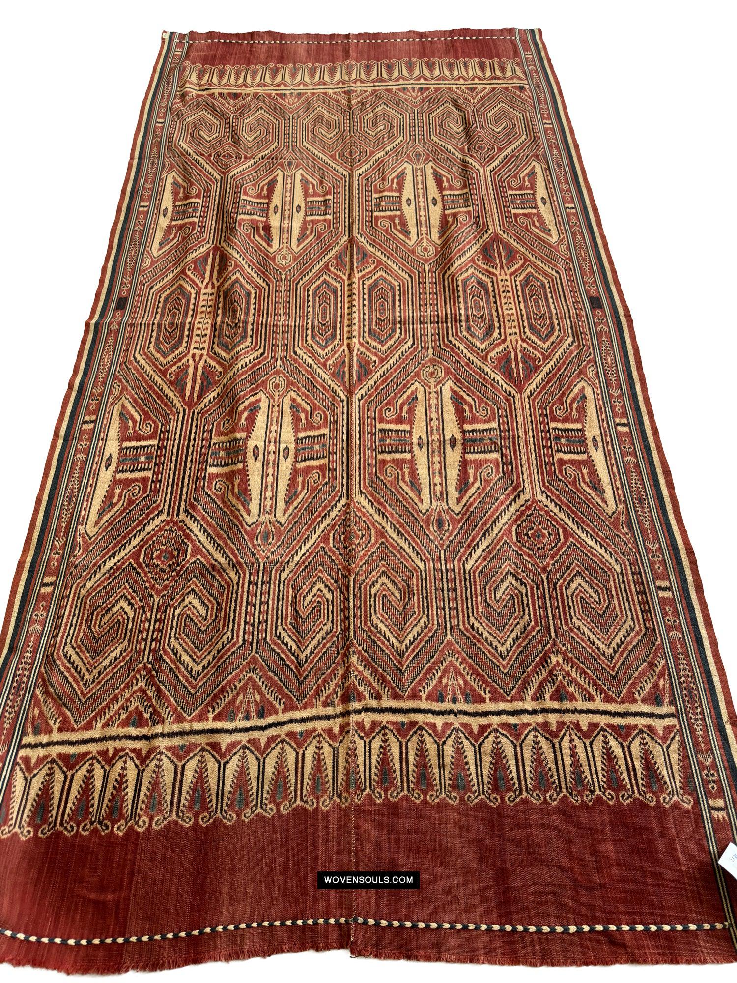 1833 Antique Iban Ceremonial Ikat - Hawk Pattern