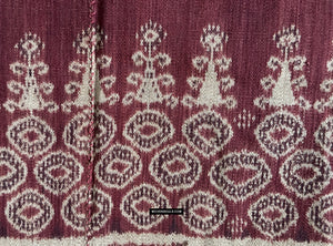 1834 Antique Iban Ceremonial Ikat - Superb Vine Pattern + Rings