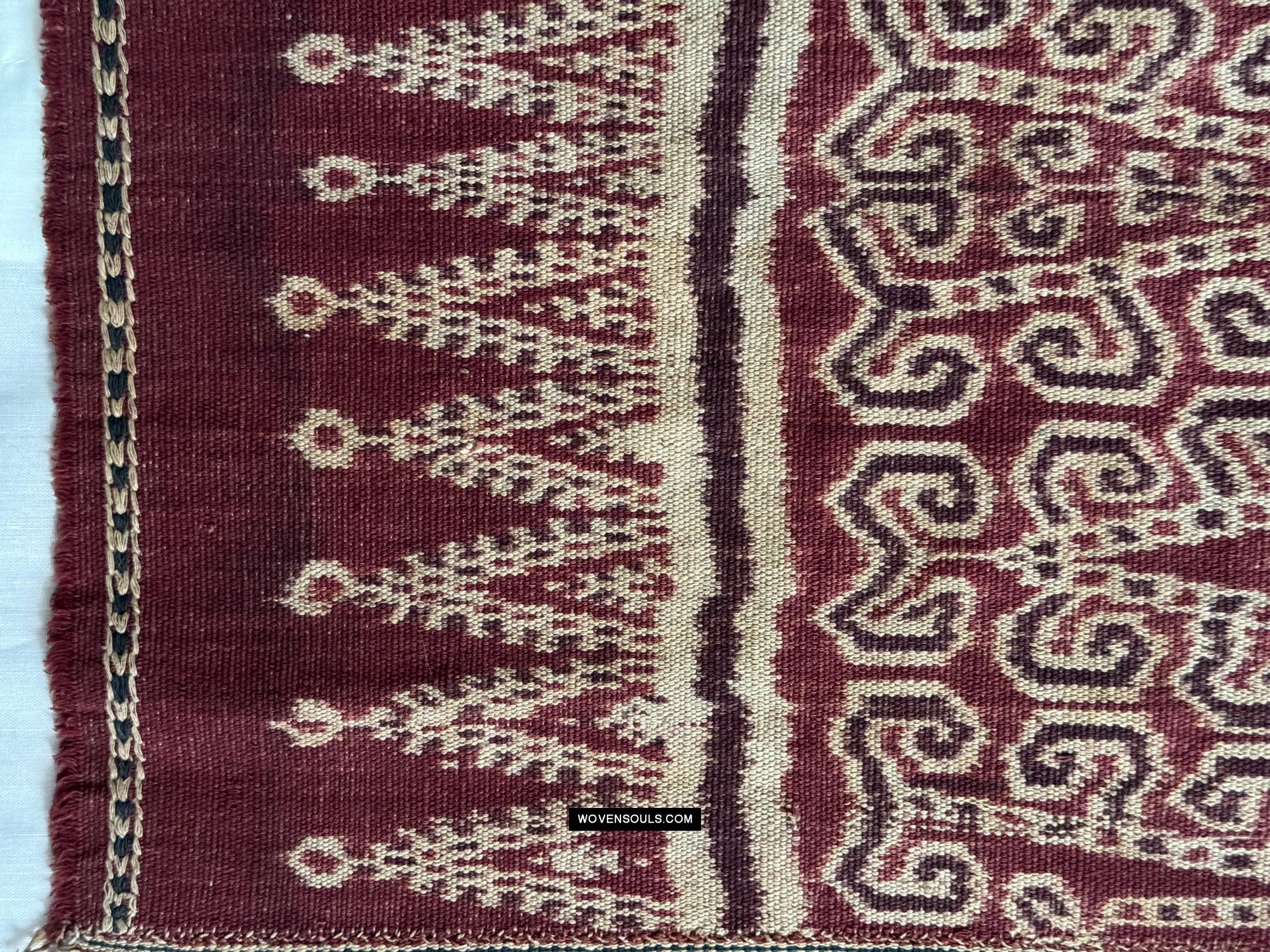 1834 Antique Iban Ceremonial Ikat - Superb Vine Pattern + Rings