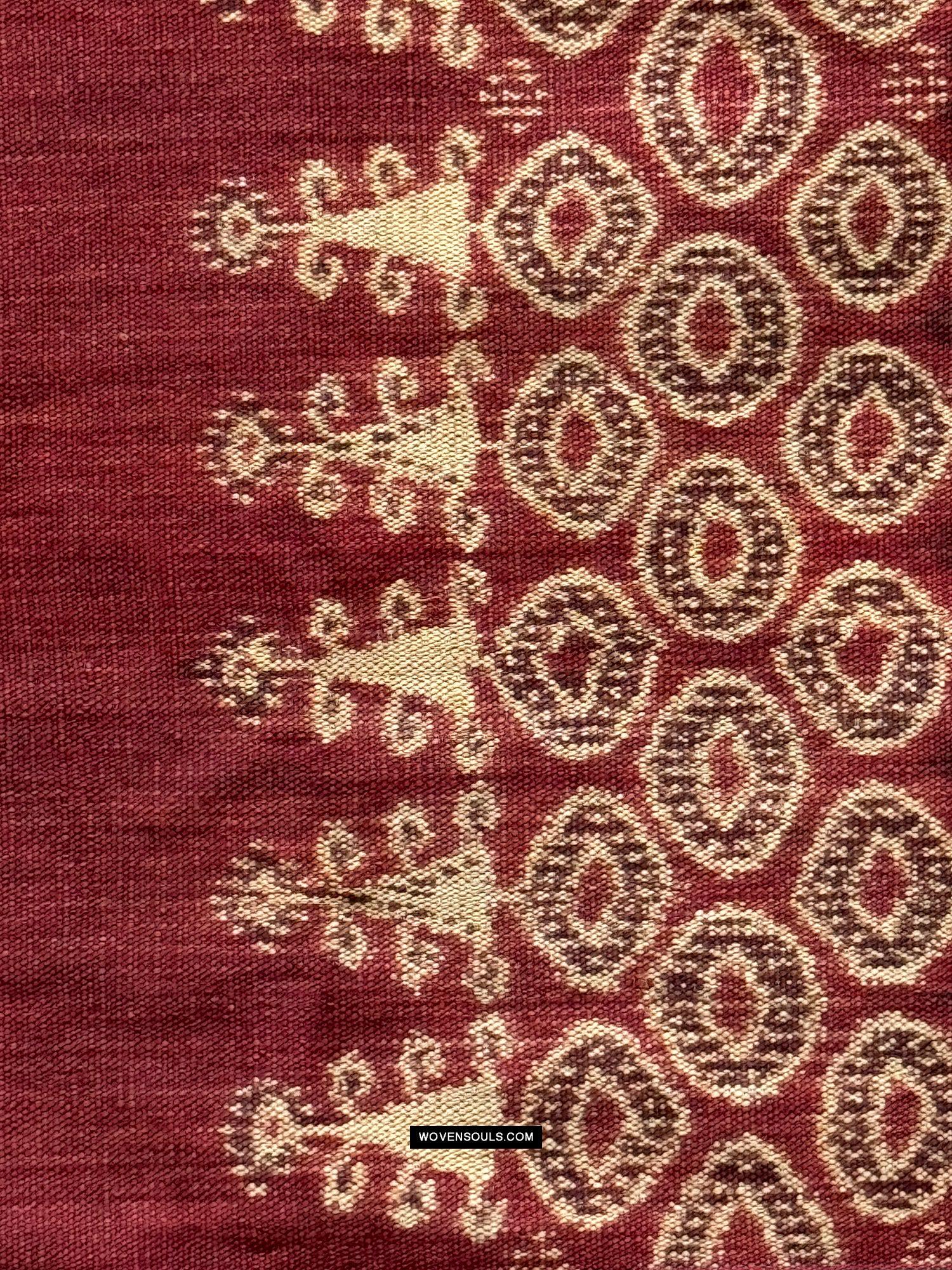 1834 Antique Iban Ceremonial Ikat - Superb Vine Pattern + Rings