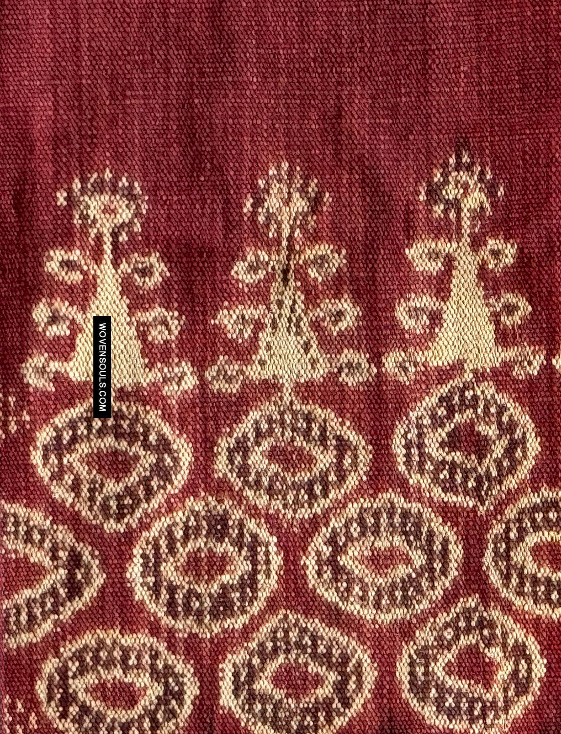 1834 Antique Iban Ceremonial Ikat - Superb Vine Pattern + Rings