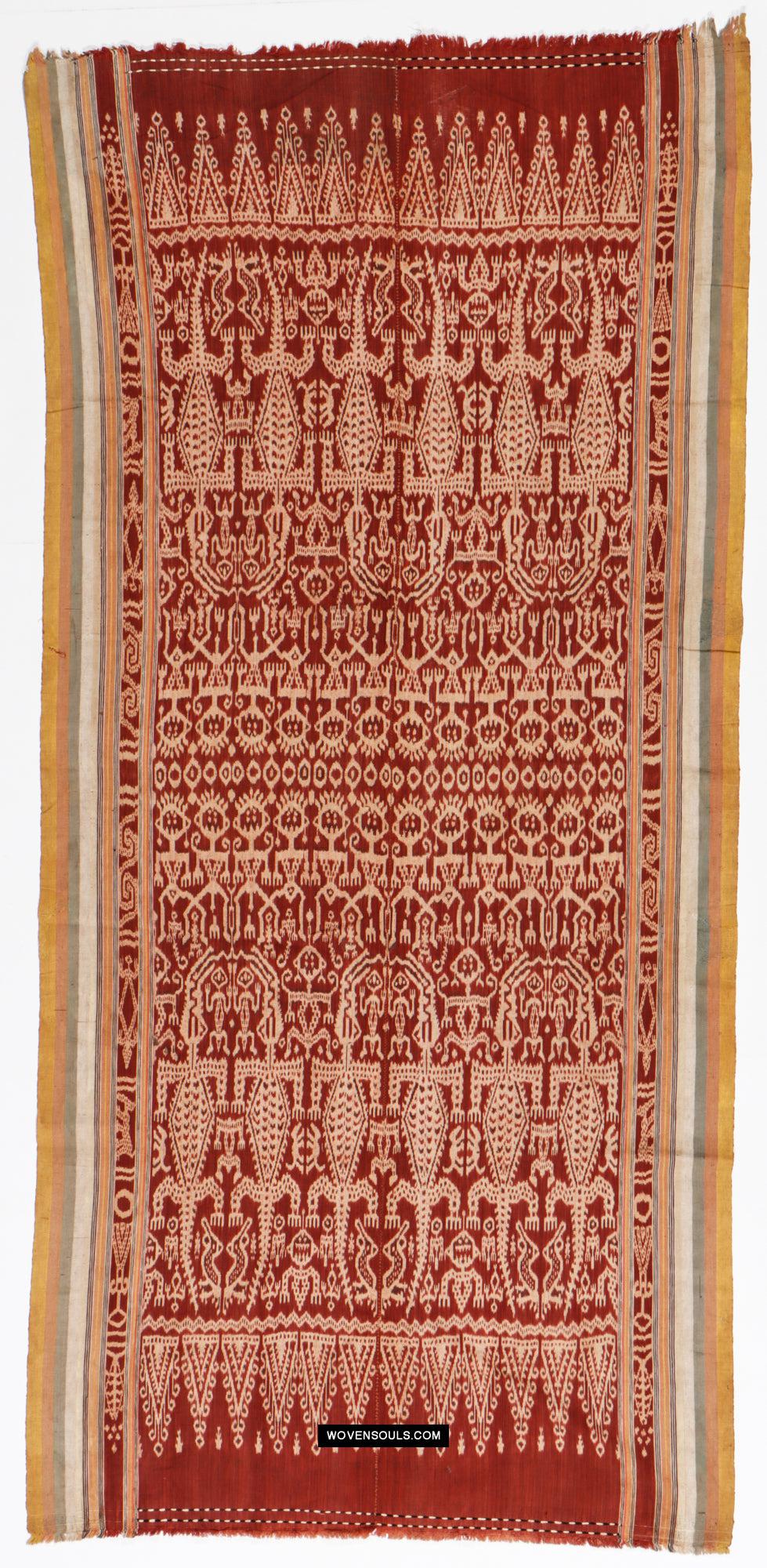 1838 Antique Iban Ceremonial Ikat - Anthropomorphic