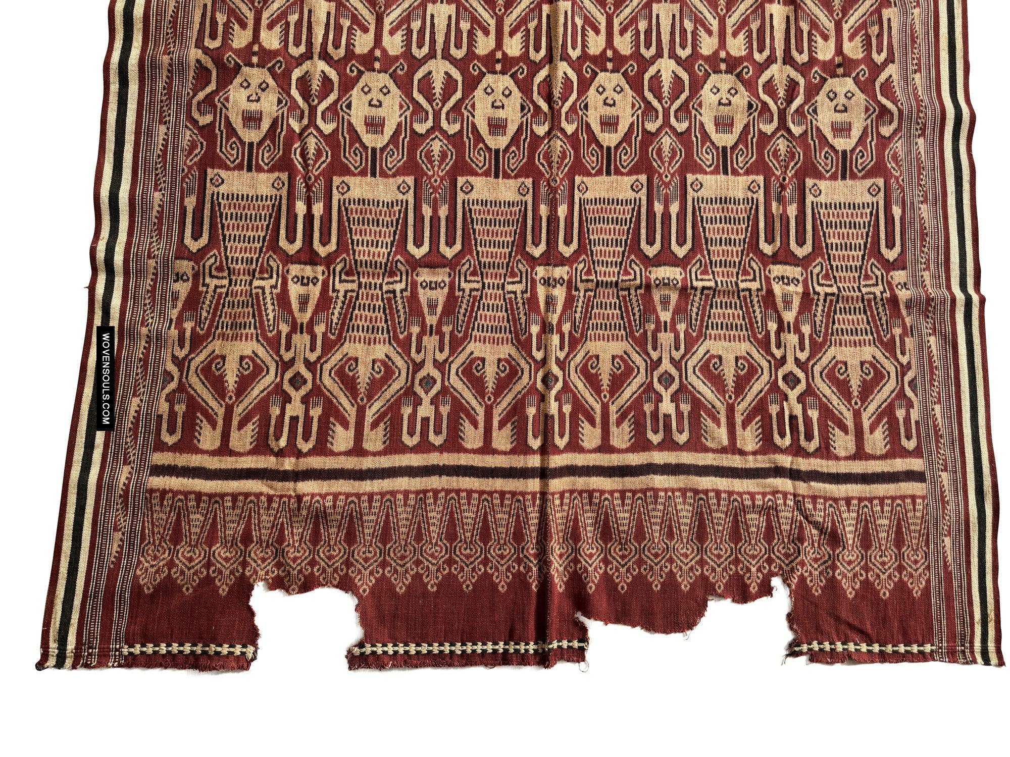 1839 Antique Iban Ceremonial Ikat - Anthropomorphs / Engkaramba