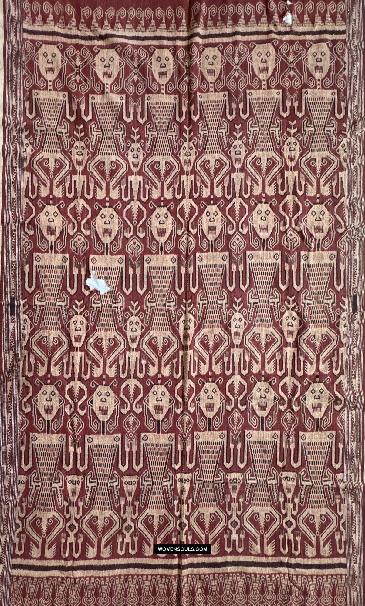 1839 Antique Iban Ceremonial Ikat - Anthropomorphs / Engkaramba