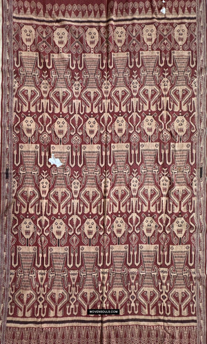 1839 Antique Iban Ceremonial Ikat - Anthropomorphs / Engkaramba