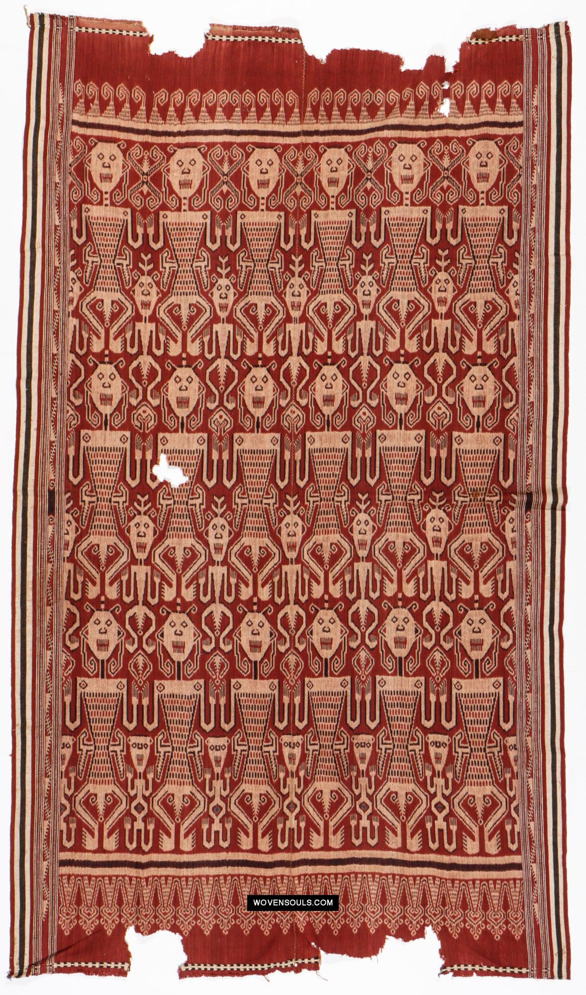 1839 Antique Iban Ceremonial Ikat - Anthropomorphs / Engkaramba