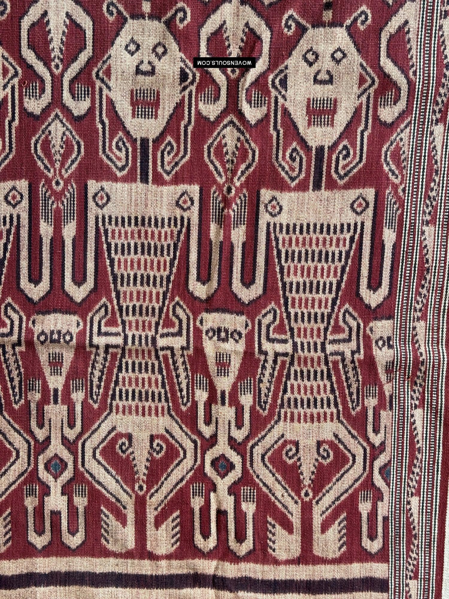 1839 Antique Iban Ceremonial Ikat - Anthropomorphs / Engkaramba