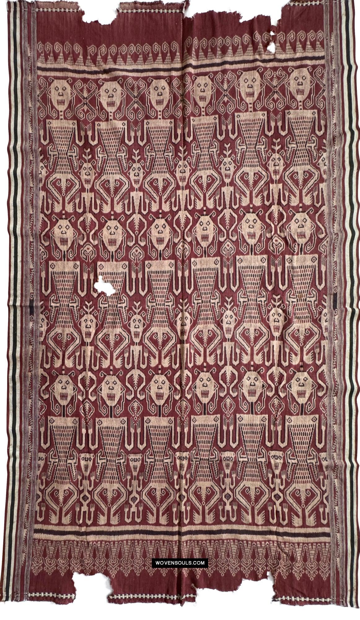 1839 Antique Iban Ceremonial Ikat - Anthropomorphs / Engkaramba