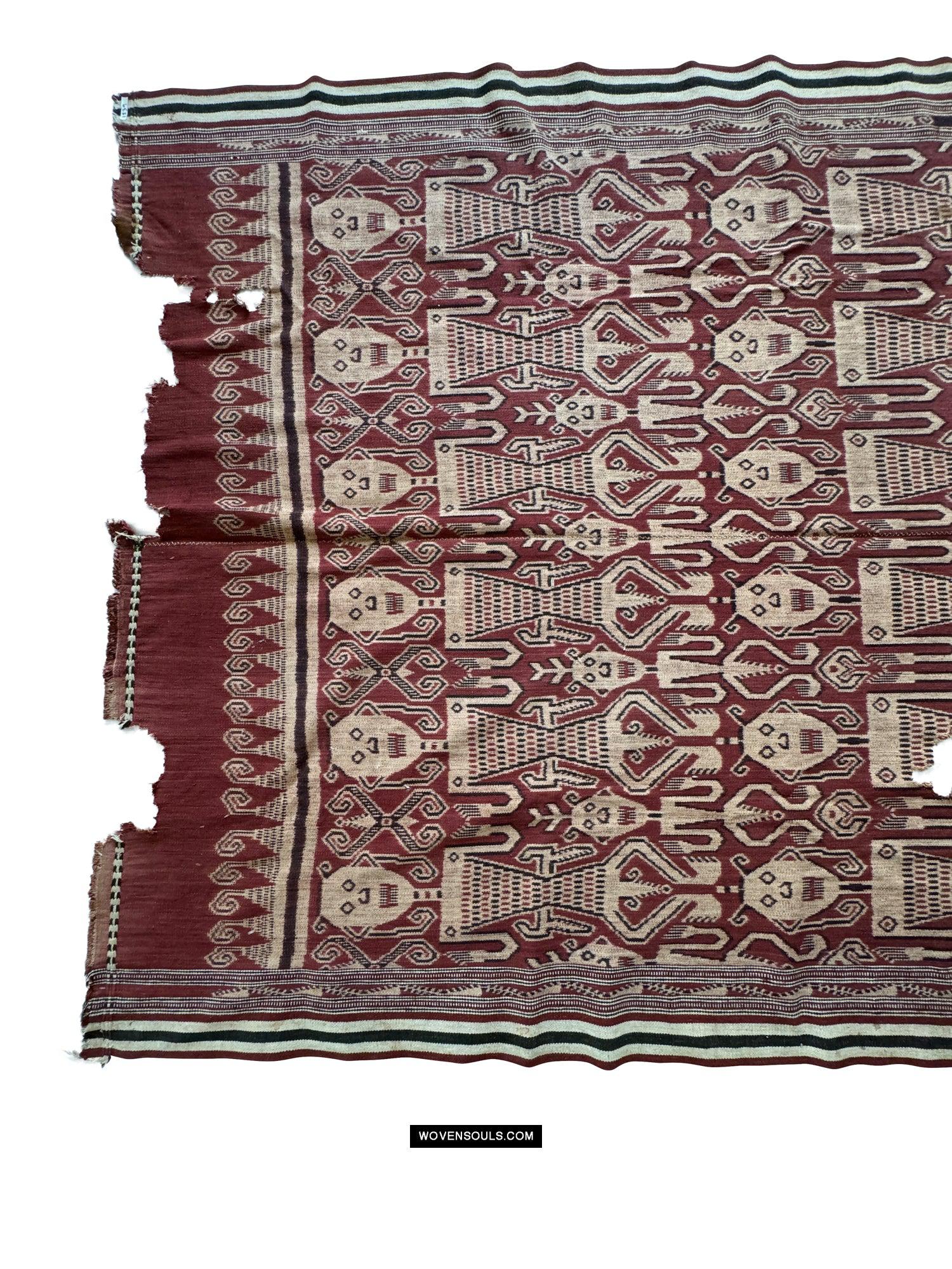 1839 Antique Iban Ceremonial Ikat - Anthropomorphs / Engkaramba