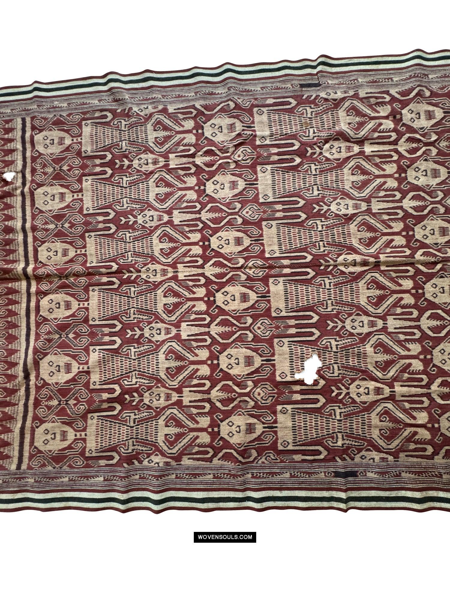 1839 Antique Iban Ceremonial Ikat - Anthropomorphs / Engkaramba