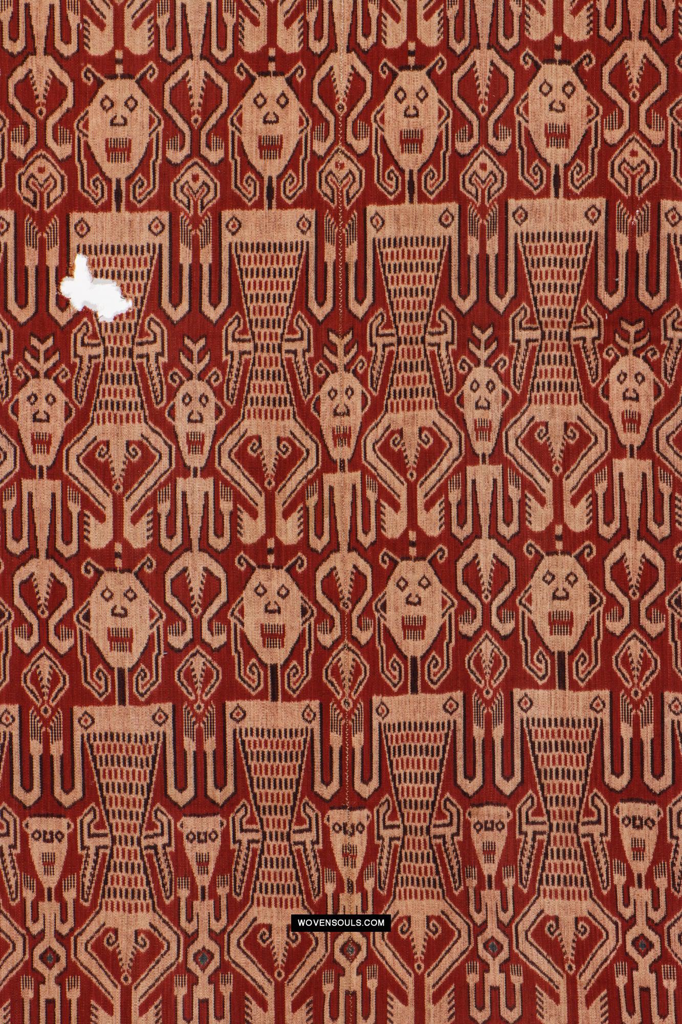 1839 Antique Iban Ceremonial Ikat - Anthropomorphs / Engkaramba