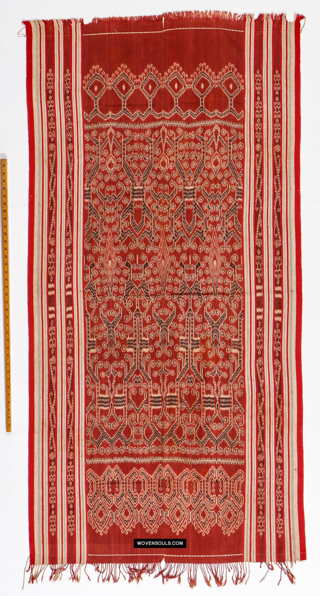 1850 Antique Iban Ceremonial Ikat - Vines + Firefly pattern