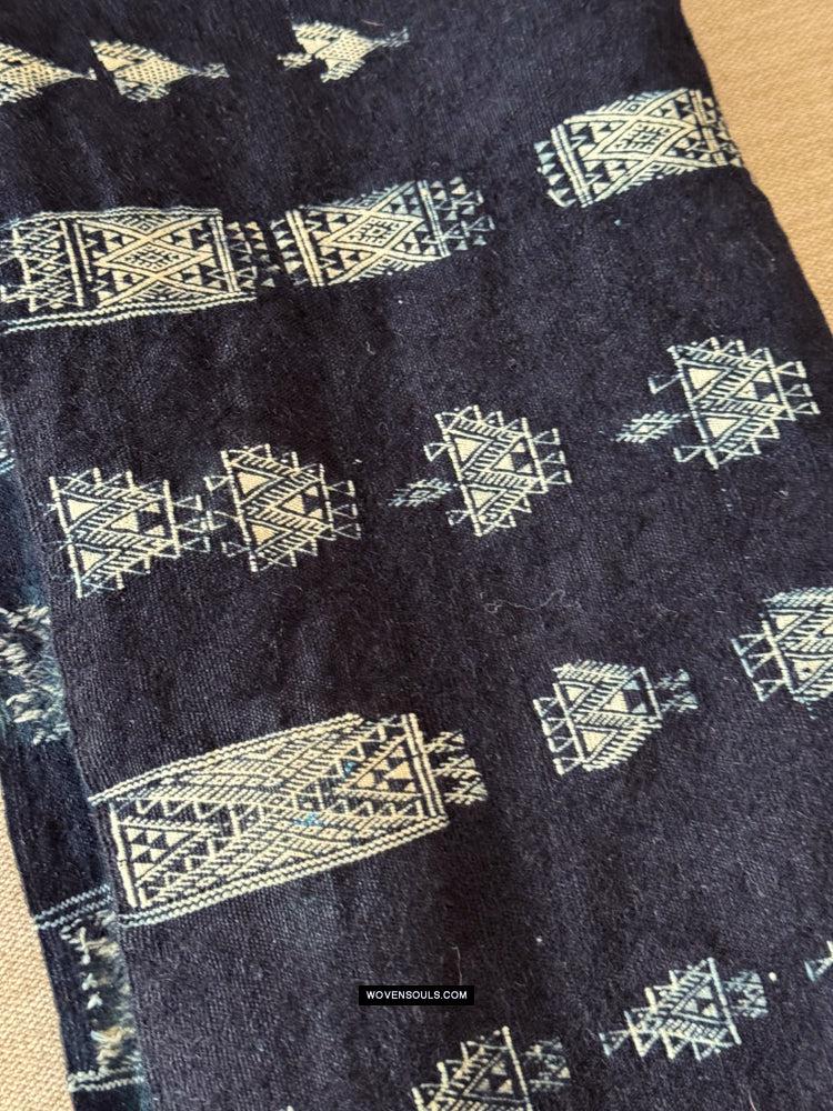 1851 Vintage Indigo Mahmoudi Bakhnoug Shawl - Textile Art