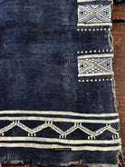 1854 Antique Indigo Bakhnoug Shawl - Tunisian Textile Art