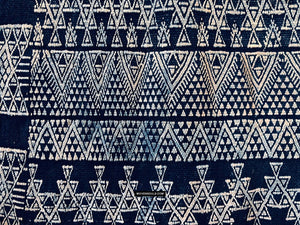 1854 Antique Indigo Bakhnoug Shawl - Tunisian Textile Art