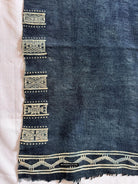 1854 Antique Indigo Bakhnoug Shawl - Tunisian Textile Art