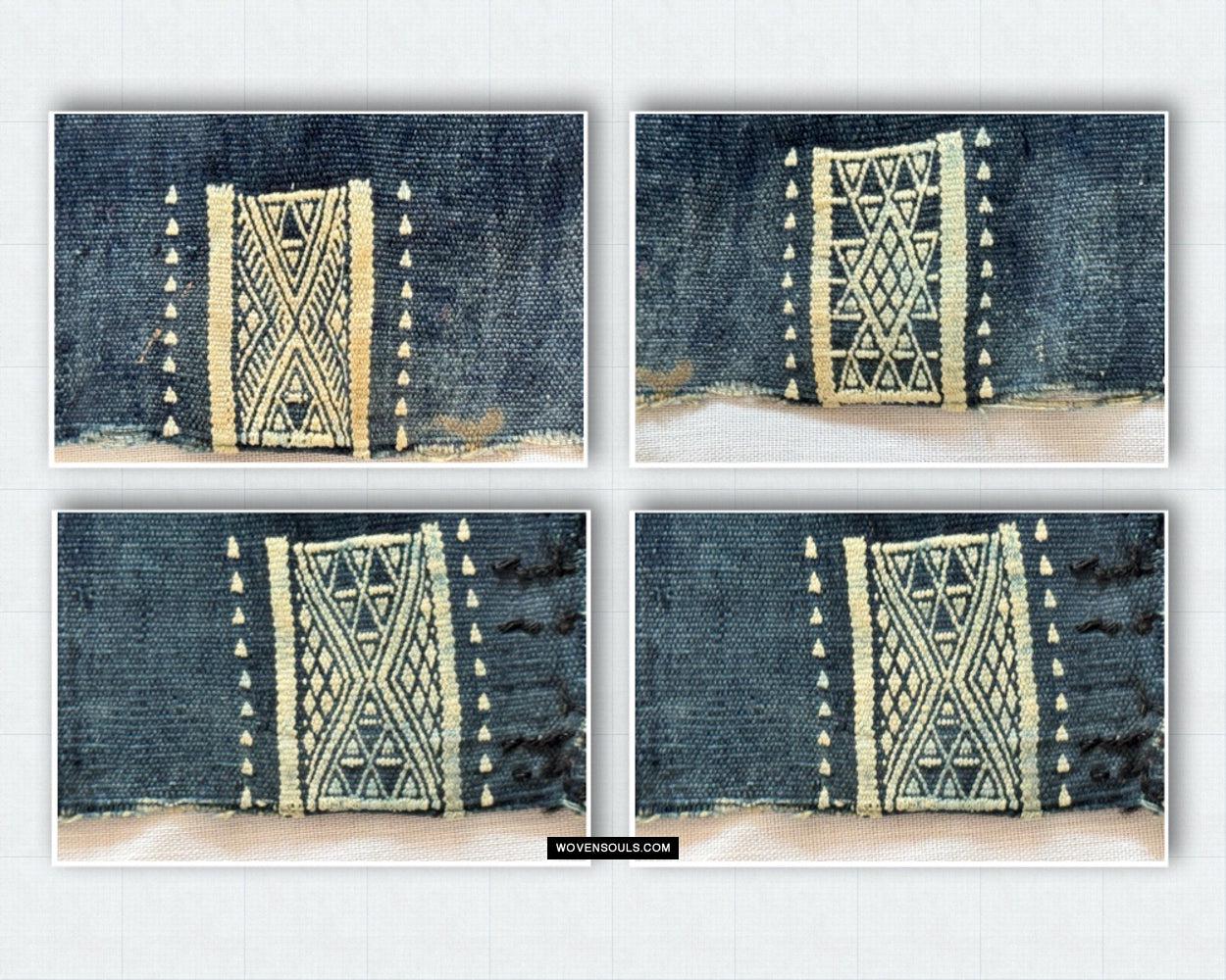 1854 Antique Indigo Bakhnoug Shawl - Tunisian Textile Art