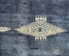 1854 Antique Indigo Bakhnoug Shawl - Tunisian Textile Art