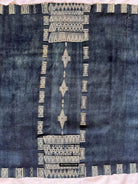 1854 Antique Indigo Bakhnoug Shawl - Tunisian Textile Art