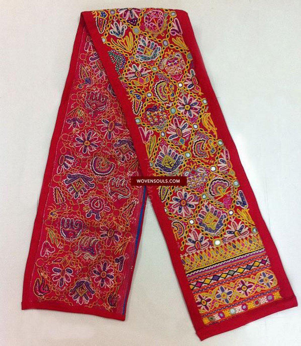 186 Vintage Mochi Embroidery Textile Panel - Stole-WOVENSOULS-Antique-Vintage-Textiles-Art-Decor