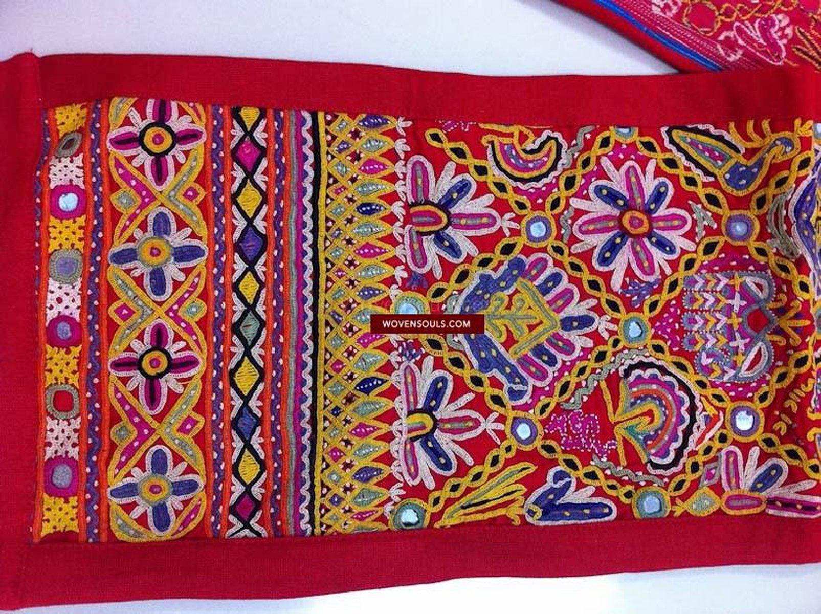 186 Vintage Mochi Embroidery Textile Panel - Stole-WOVENSOULS-Antique-Vintage-Textiles-Art-Decor