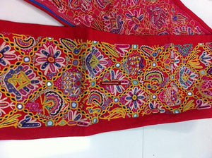 186 Vintage Mochi Embroidery Textile Panel - Stole-WOVENSOULS-Antique-Vintage-Textiles-Art-Decor