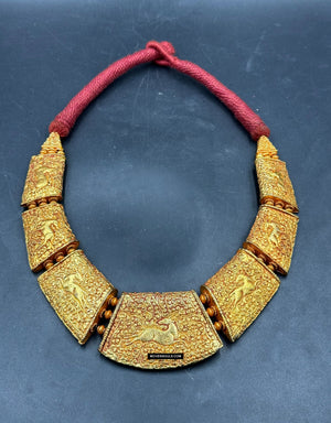 1862 Old Himalayan Tibetan Necklace - Deer motif