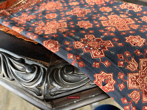1865 Block de indigo de algodón antiguo textil cuadrado impreso de Sri Lanka