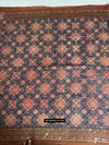 1865 antikes Baumwoll -Indigo -Block gedrucktes quadratisches Textil von Sri Lanka