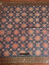 1865 antikes Baumwoll -Indigo -Block gedrucktes quadratisches Textil von Sri Lanka