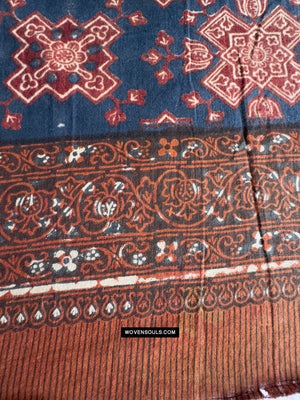 1865 Antique Cotton Indigo Block Printed Square Textile from Sri Lanka