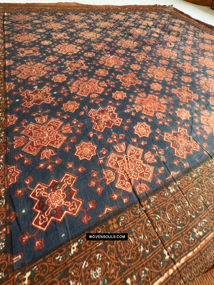 1865 tessile quadrata a blocchi indaco di cotone antico