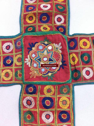 187 Vintage Embroidered Cotton Shatranj Game Board-WOVENSOULS-Antique-Vintage-Textiles-Art-Decor