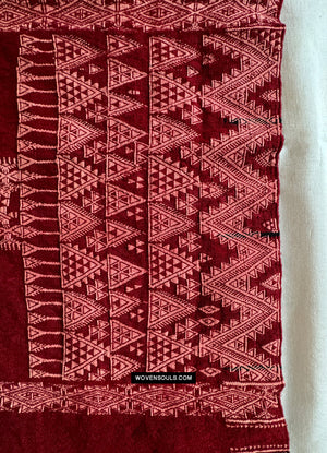 1889 Old Tunisian Bakhnoug Shawl - Textile Art Decor