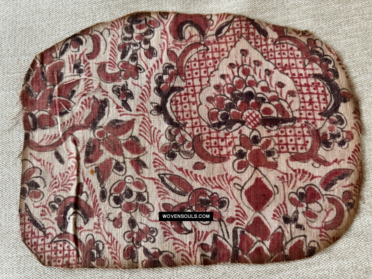 1903 Antique Indian Trade Textile  Patola Print Toraja Fragment - Earth shades