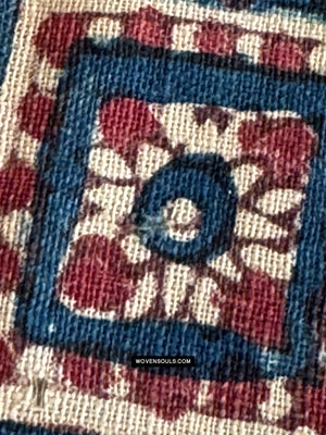 1904 SOLD Antique Indian Trade Textile  Patola Print Toraja Fragment - Blue