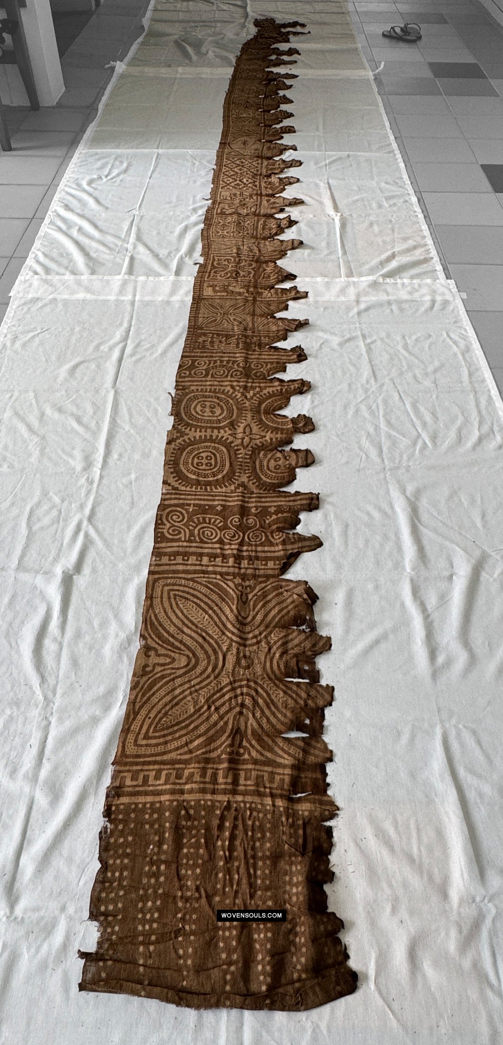 1921 Antique Ceremonial Toraja Sarita Textile Fragment - Brown