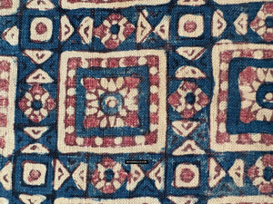 1935 Antique Indian Trade Textile  Patola Print Toraja Fragment - Blue