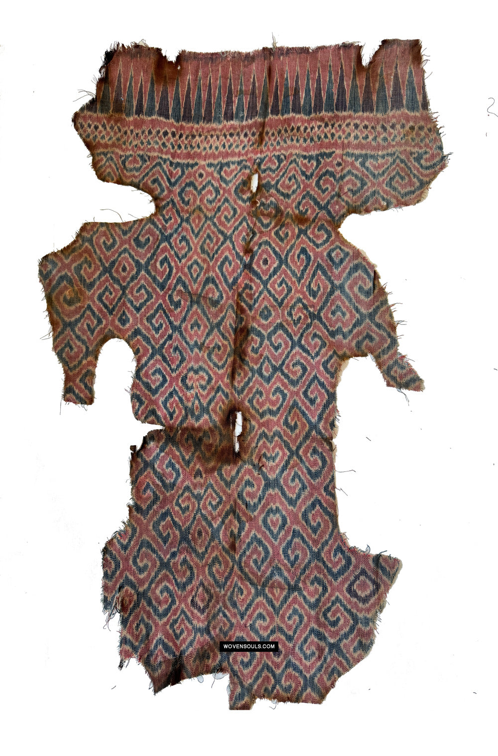 1952 Antique Toraja Ikat Sekomandi Ethnographic Textile Fragment - Human Cutout