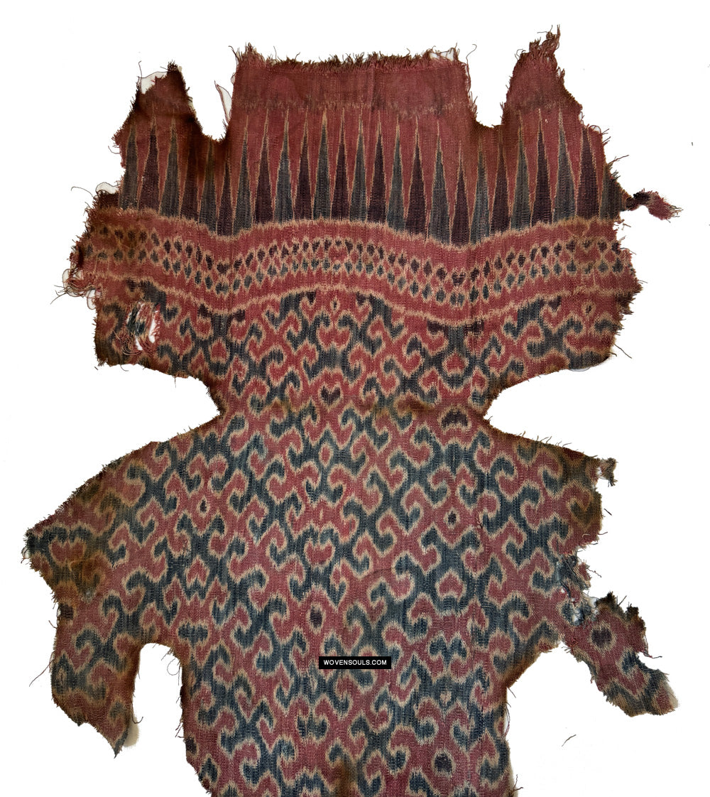 1953 Antique Sulawesi Ikat Textile Fragment - Human Cutout